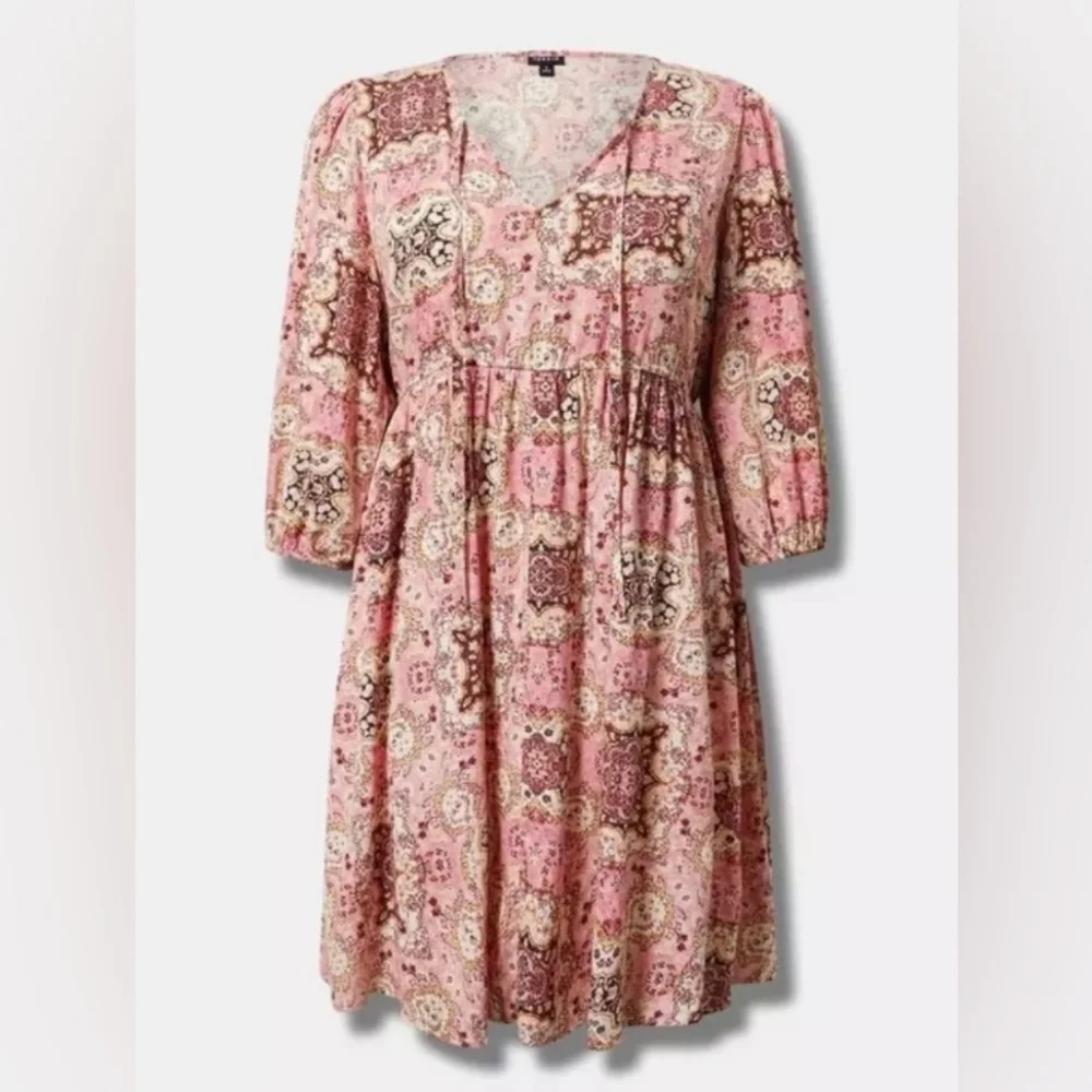 Torrid Pink Paisley-Min Gauze Tunic Dress - Size 2X - EUC! - Picture 6 of 10